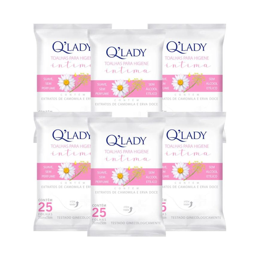 Q'Lady Kit C6 Toalhas Higiene Suave Íntima C25 Q Lady