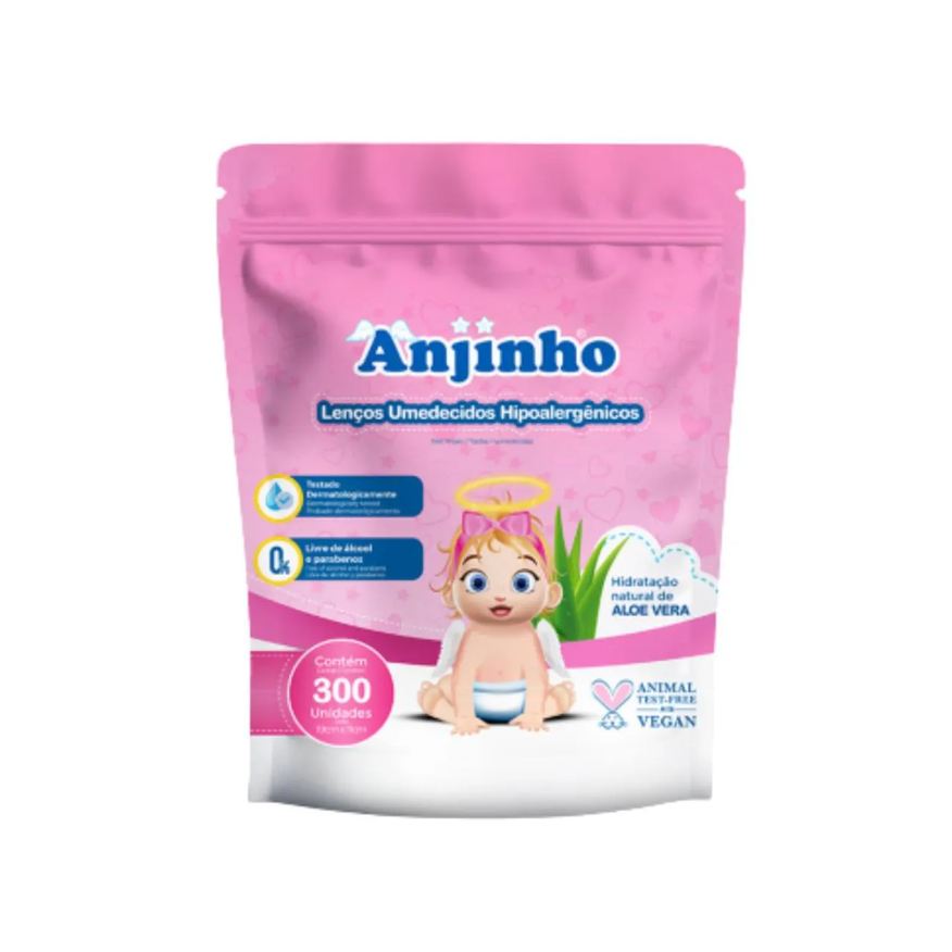 Parentex Kit Lenço Umedecido Balde C400 + Refil Rosa - Anjinho