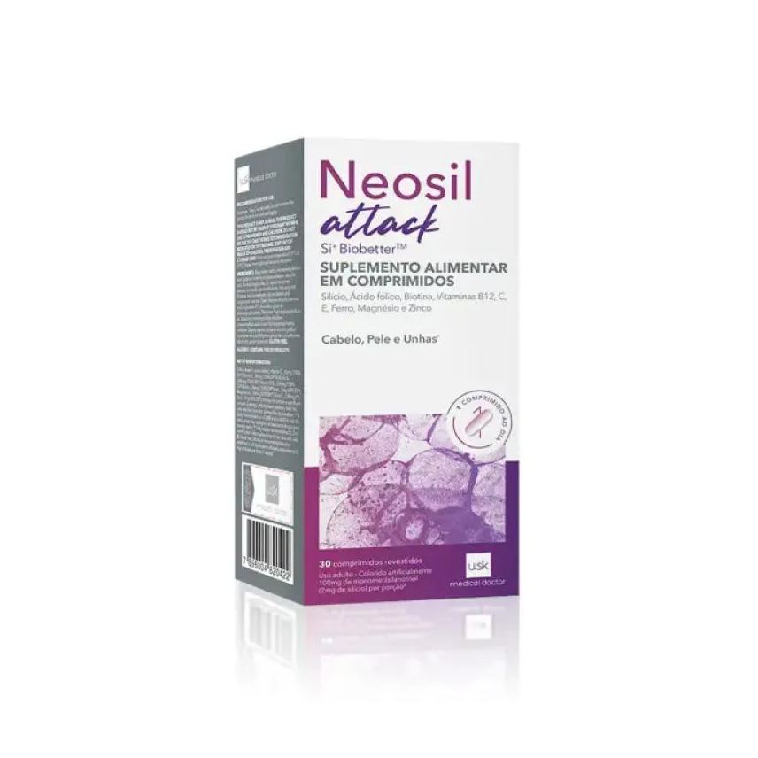 Under Skin Polivitaminico Neosil Attack para Cabelos, Unhas e Pele 30 Comprimidos