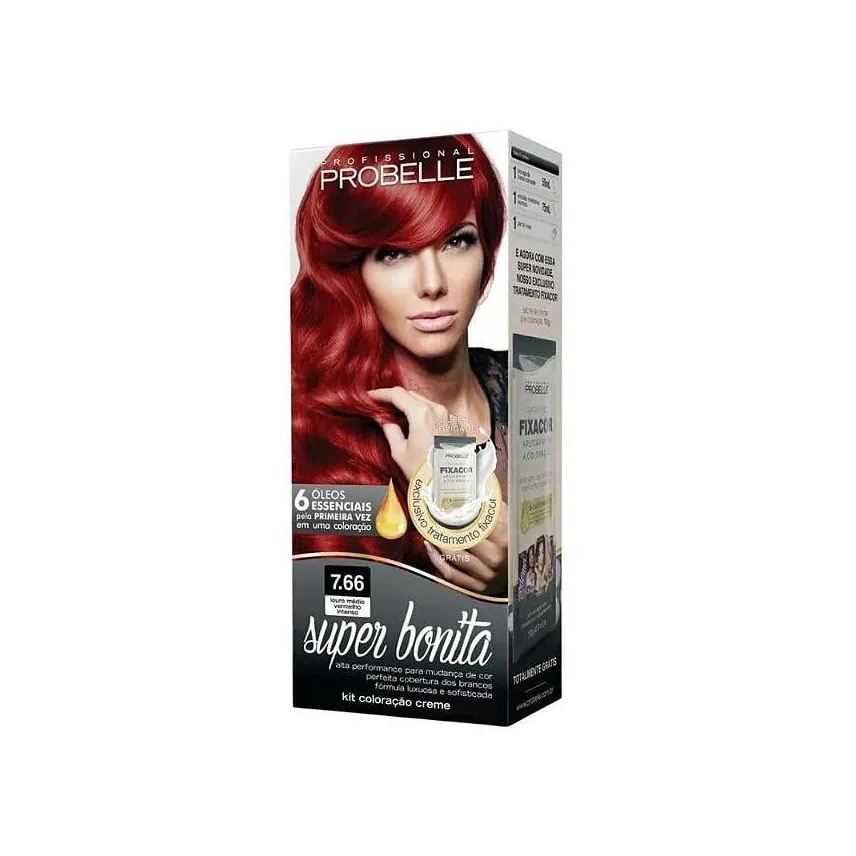 Probelle Tintura Super Bonita 7.66 Louro Medio Vermelho Intenso