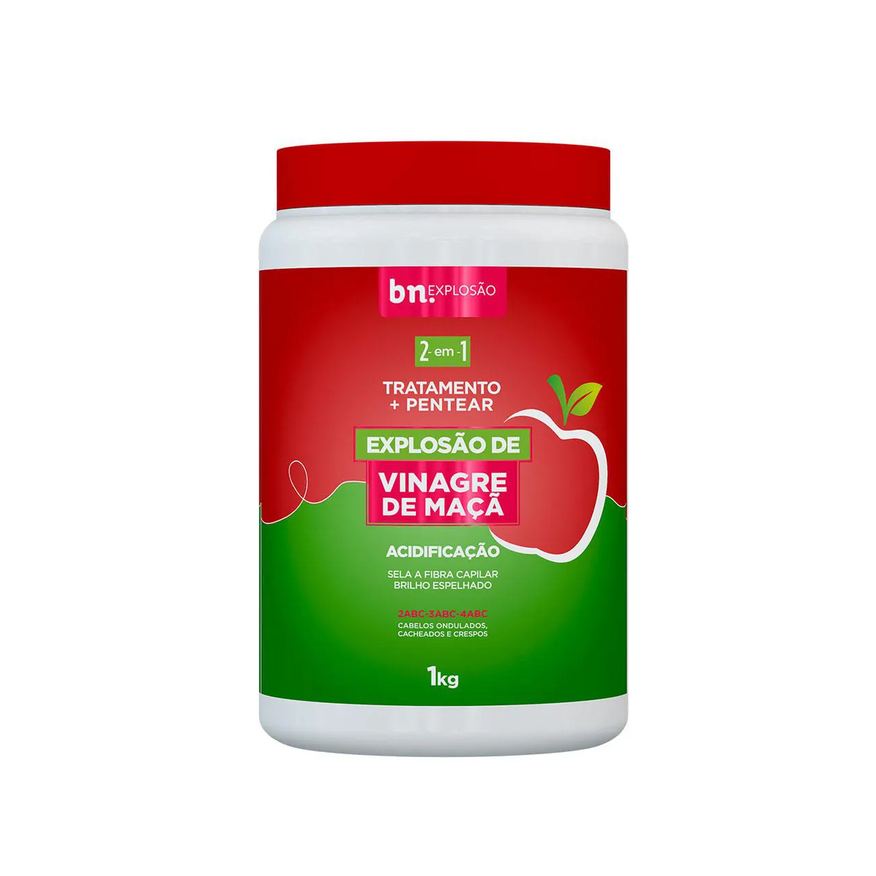 Beleza Natural Creme 2 em 1 Tratamento + Pentear Bn. Explosão de Vinagre de Maçã Acidificação 1kg