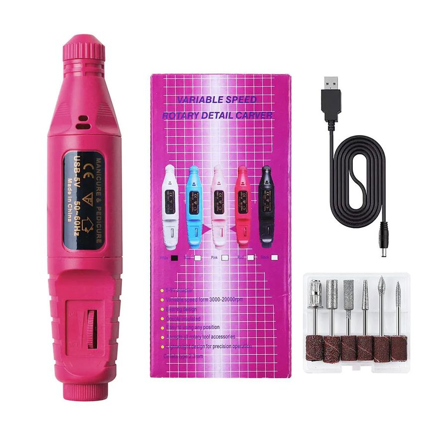 Draik Lixa de Unha Elétrica Rosa Portátil Bivolt Manicure