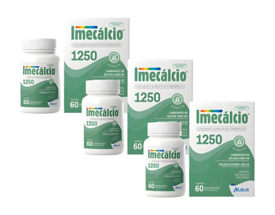 Nutivit Kit 3X Imecalcio Carbonato de Cálcio Elementar 1250mg 60Cpr - sem Sabor