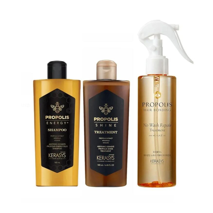 Kerasys Triologia Real ( Duo Propolis Shine + Hair Bonding no Wash Treatment 200ml)