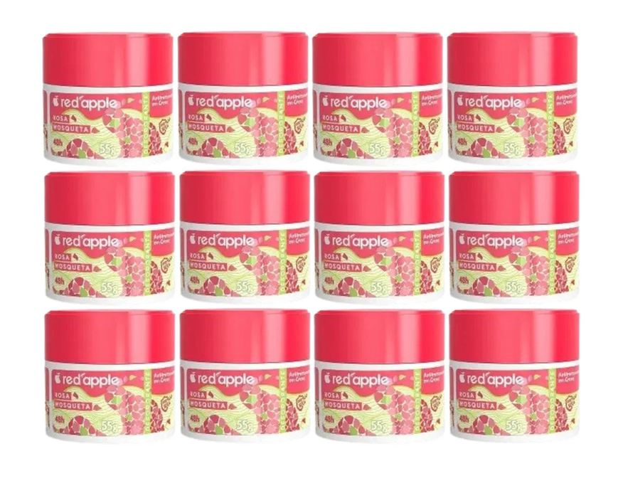 Red Apple Kit 12 Desodorante em Creme Rosa Mosqueta 55g