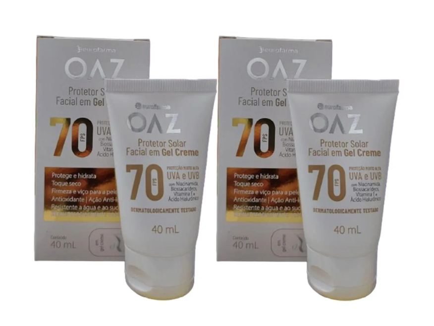 Oaz Kit 2 Protetor Solar Facil Fps70 Gel Creme 40ml