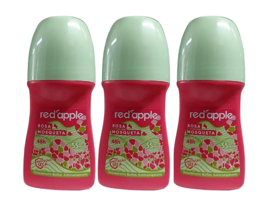 Red Apple Kit 3 Desodorante Roll On Rosa Mosqueta 55ml
