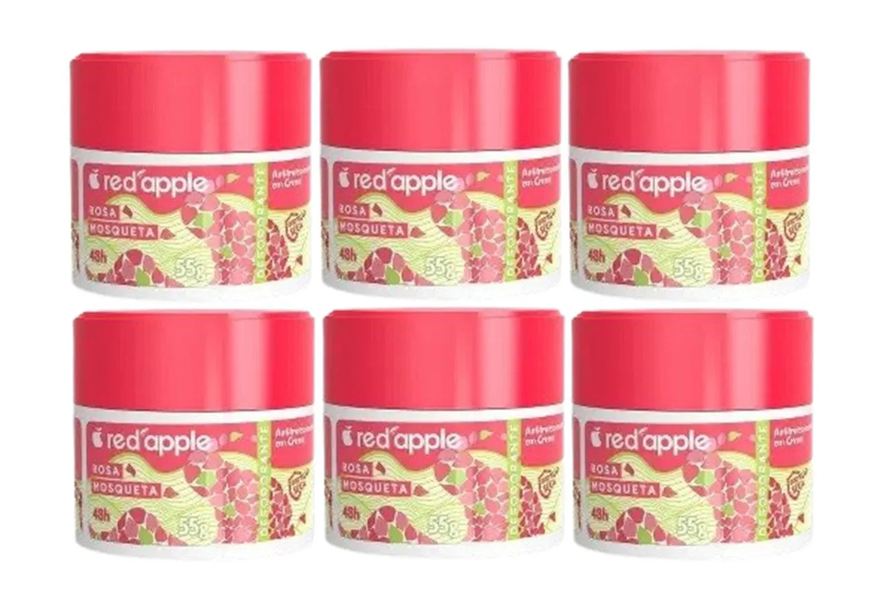 Red Apple Kit 6 Desodorante em Creme Rosa Mosqueta 55g
