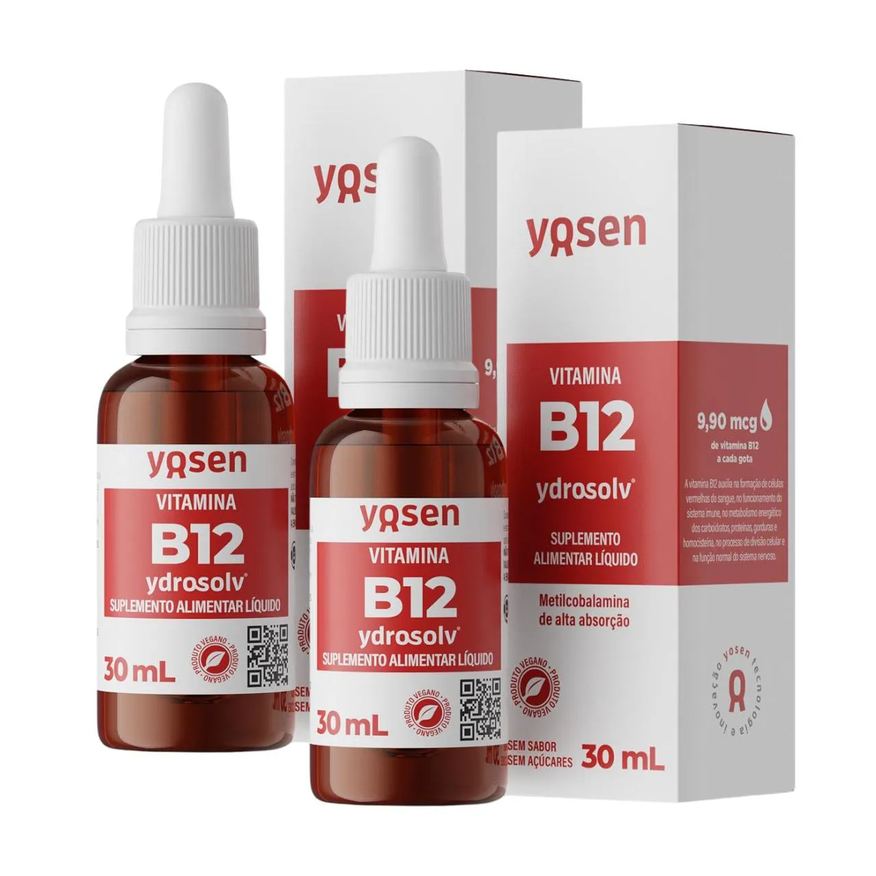Yosen 2X Vitamina B12 Metilcobalamina Ydrossolv 30ml SEM Sabor