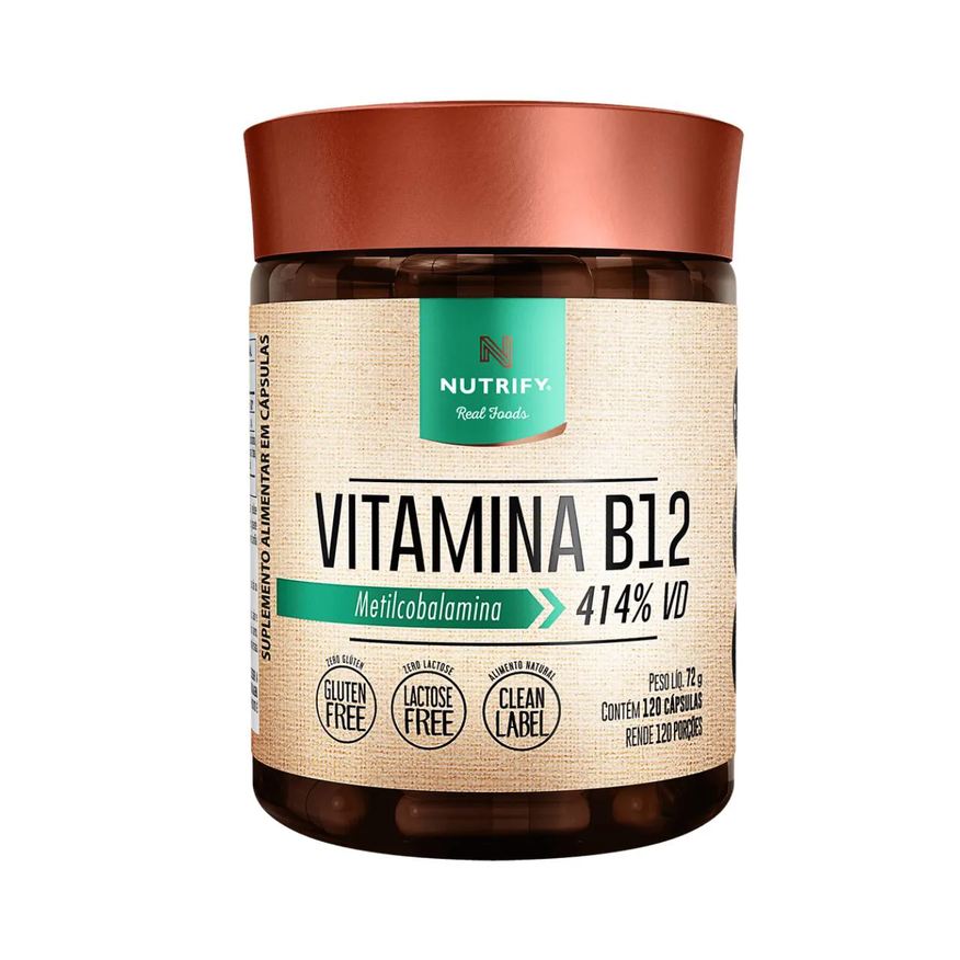 Nutrify Vitamina B12 Metilcobalamina 414% Vd Vegana 120 Capsulas SEM Sabor