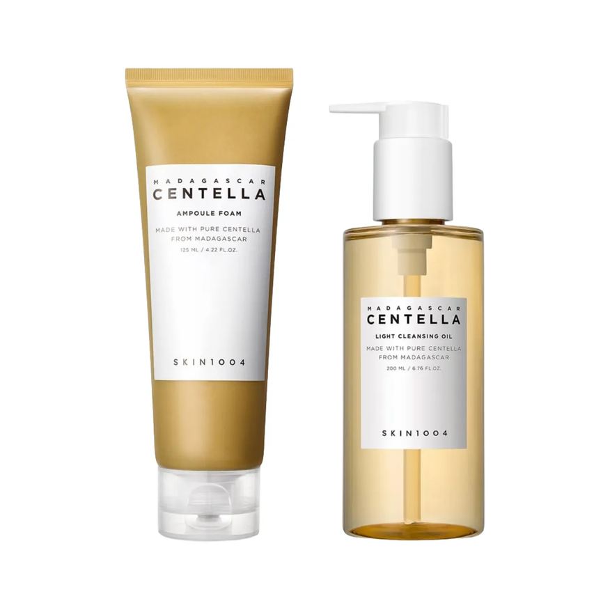 Facial Kit Skin 1004 Madagascar Centella Oléo de Limpeza Light Cleansing Oil 200ml + Espuma de Limpeza Ampoule Foam 125ml