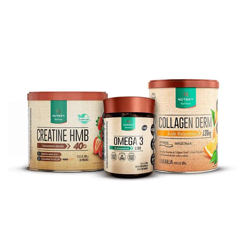 Nutrify Promopack Creatine Hmb + Collagen Derm Laranja + Ômega 3 200 Promopack Creatine Hmb + Collagen Derm Laranja + Ômega 3 200