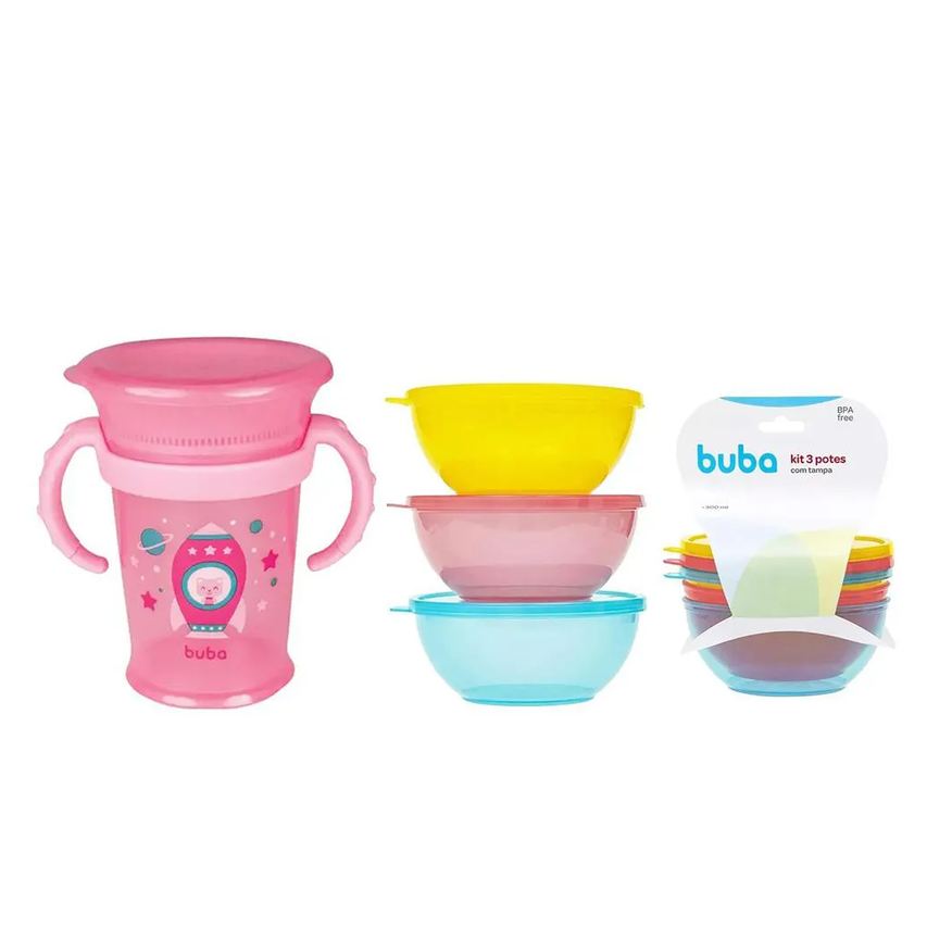Buba Kit Copo 360° 210ml + Pote Bolws C/3Und