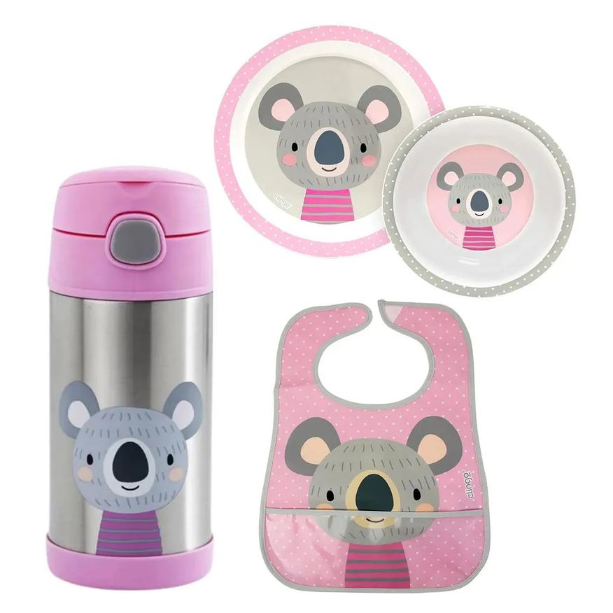 Clingo Kit Garrafinha 310ml + Pratos + Babador Coala