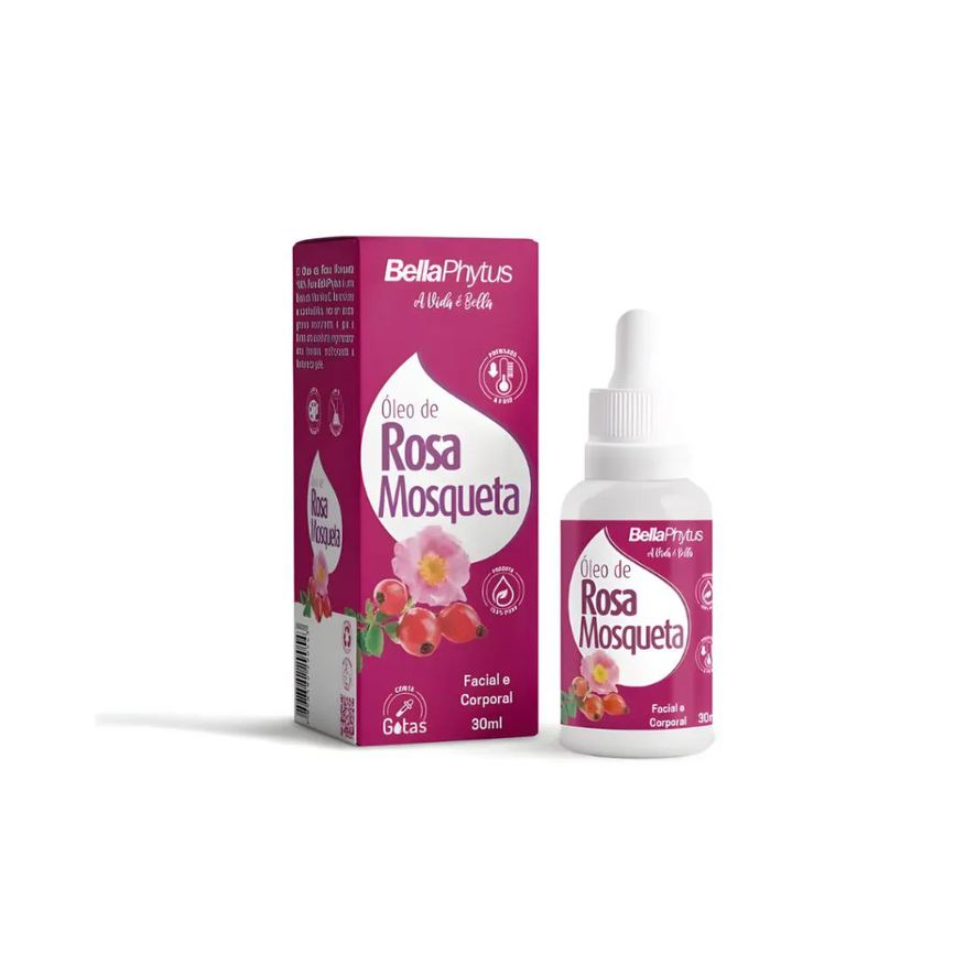 Mosqueta Rosa Rubiginosa Óleo 100% Puro 30ml - Bellaphytus Clareador Facial e Corporal