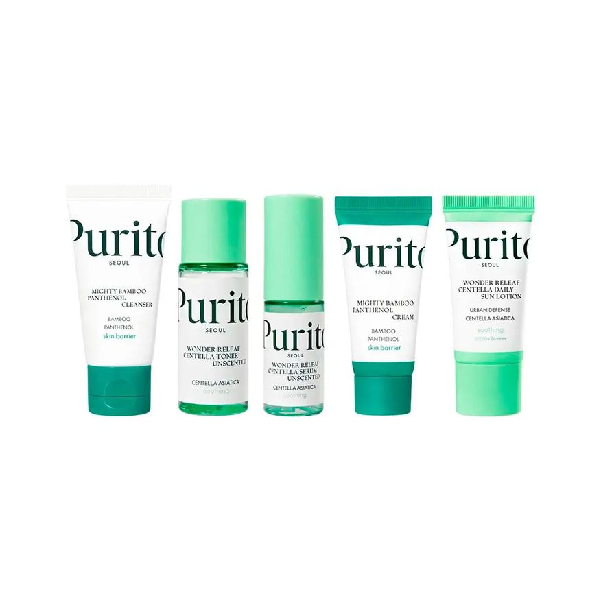 Kit Best Facial Purito Gel de Limpeza + Tônico + Sérum + Creme + Protetor Solar