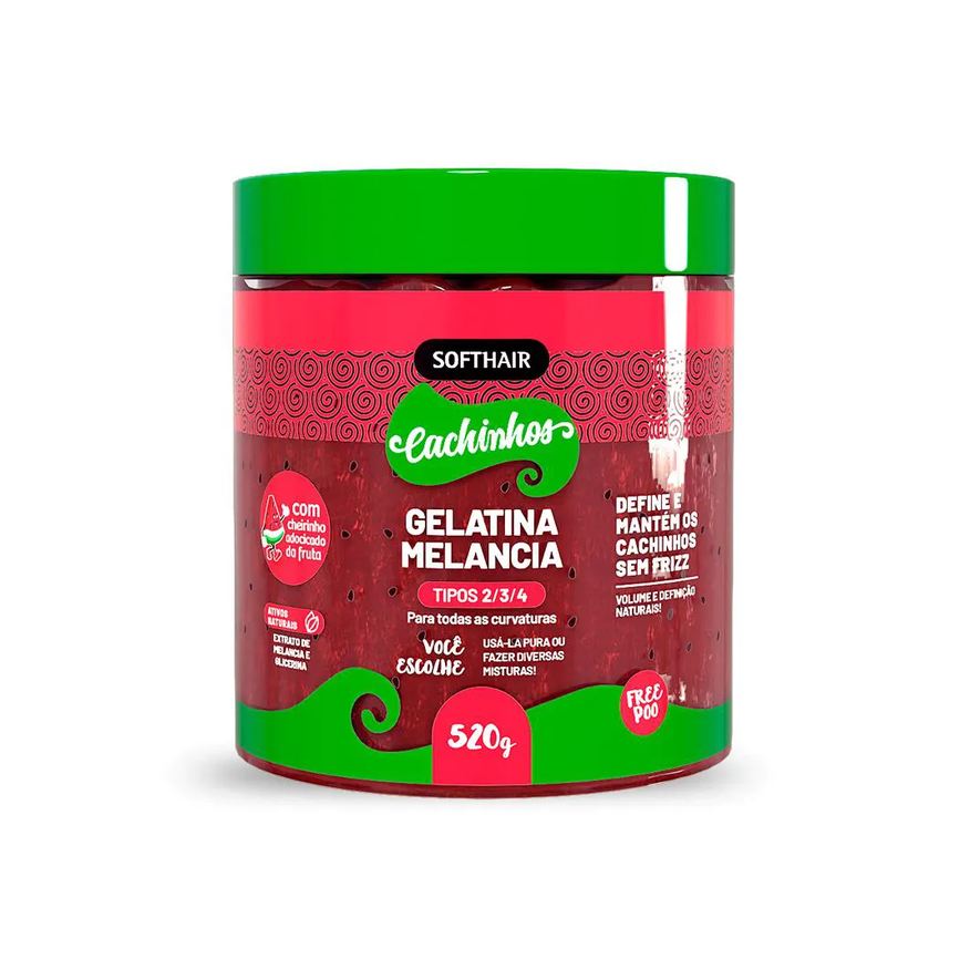 Soft Hair Gelatina Melancia Volume e Definição 520ml - Softhair