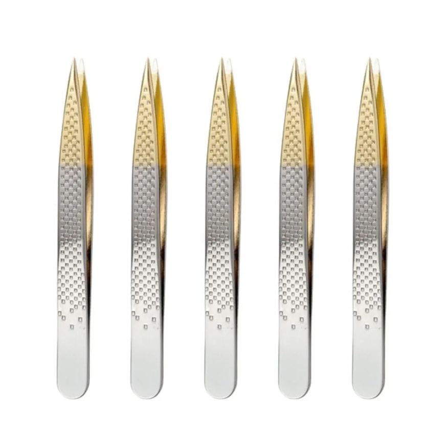 Belliz Kit Enox Pinça Silver Gold Ponta Fina Ref. 1702 C/5