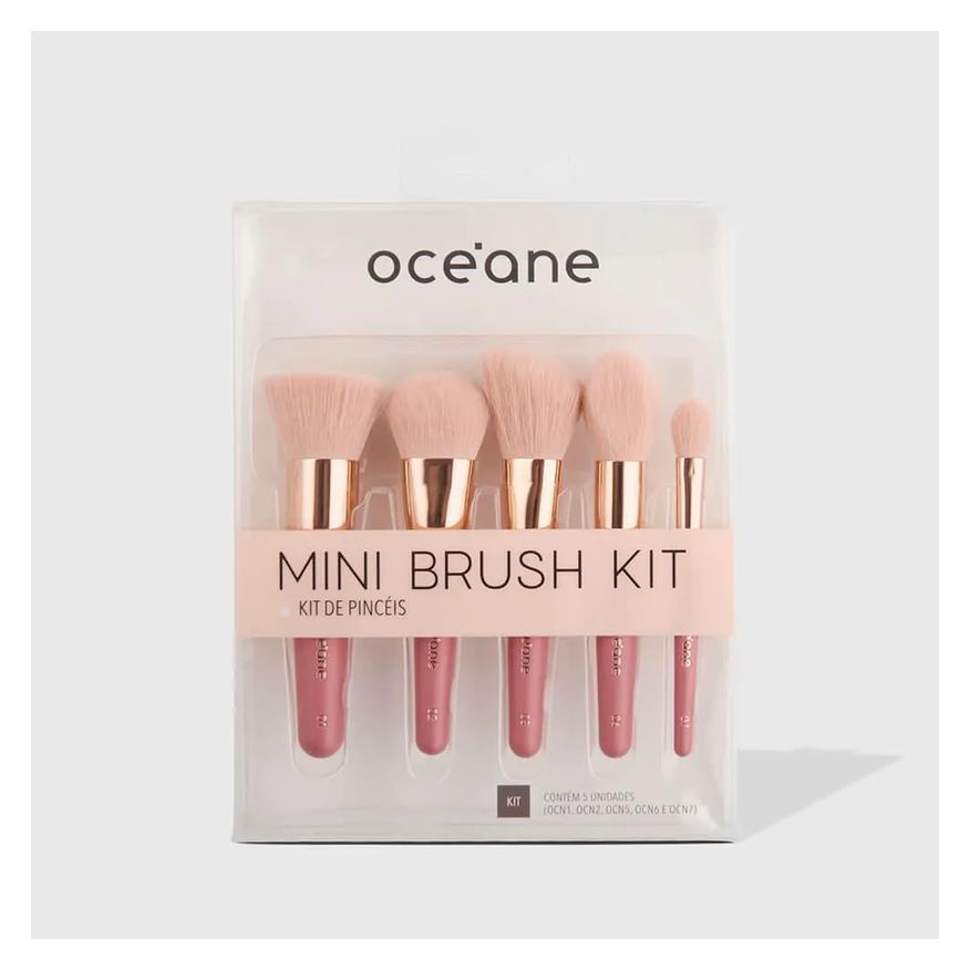 Océane Mini Kit com 5 Pincéis Coral Mini Brush Kit