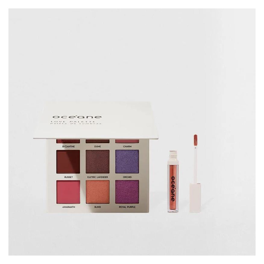 Océane Kit Paleta de Sombras Love + Sombra Líquida Pêssego Limited (2 Produtos)