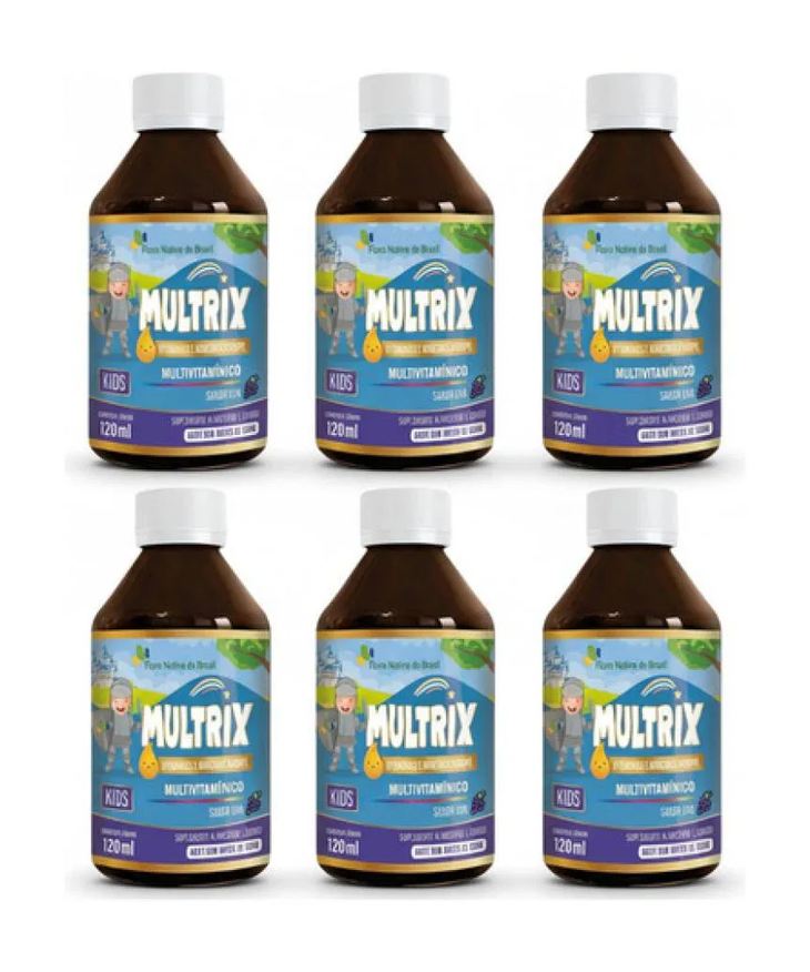 Flora Nativa Do Brasil Kit 6 Multrix Kids Sabor Uva 120ml - Flora Nativa
