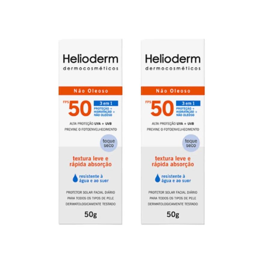 Kley Hertz Kit 2 Protetor Solar Helioderm Facial Fps50 Sem Cor - 50g