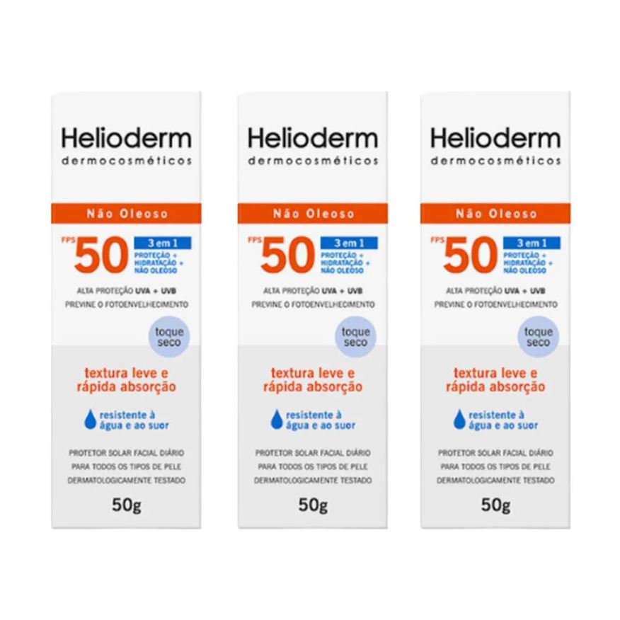 Kley Hertz Heliodem Facial Fps50 sem Cor Kit 3 - 50g