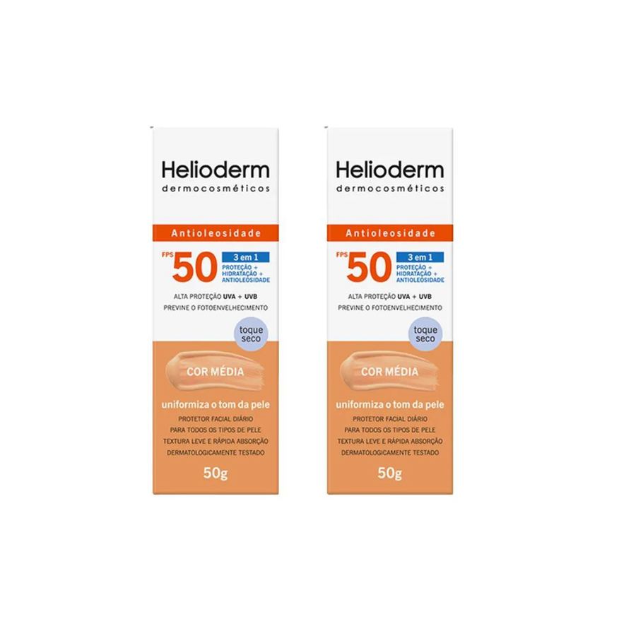 Kley Hertz Helioderm Facial Fps50 Cor Média Kit 2 - 50g