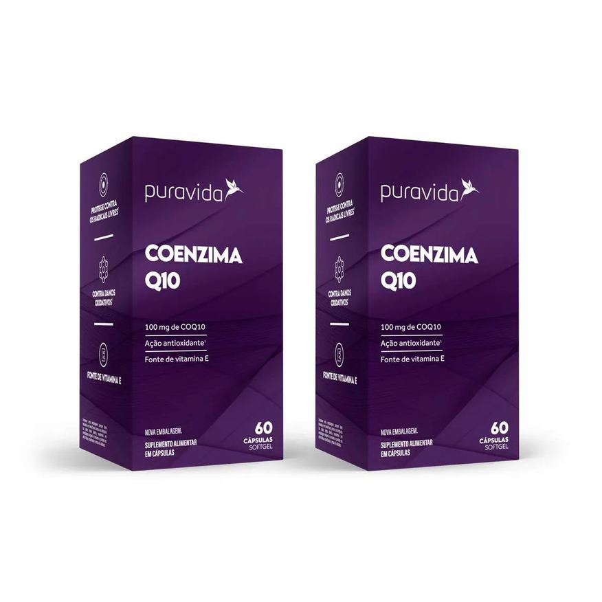 Puravida Kit 2 Coenzima Q10 com Vitamina e 100mg - 60 Cápsulas