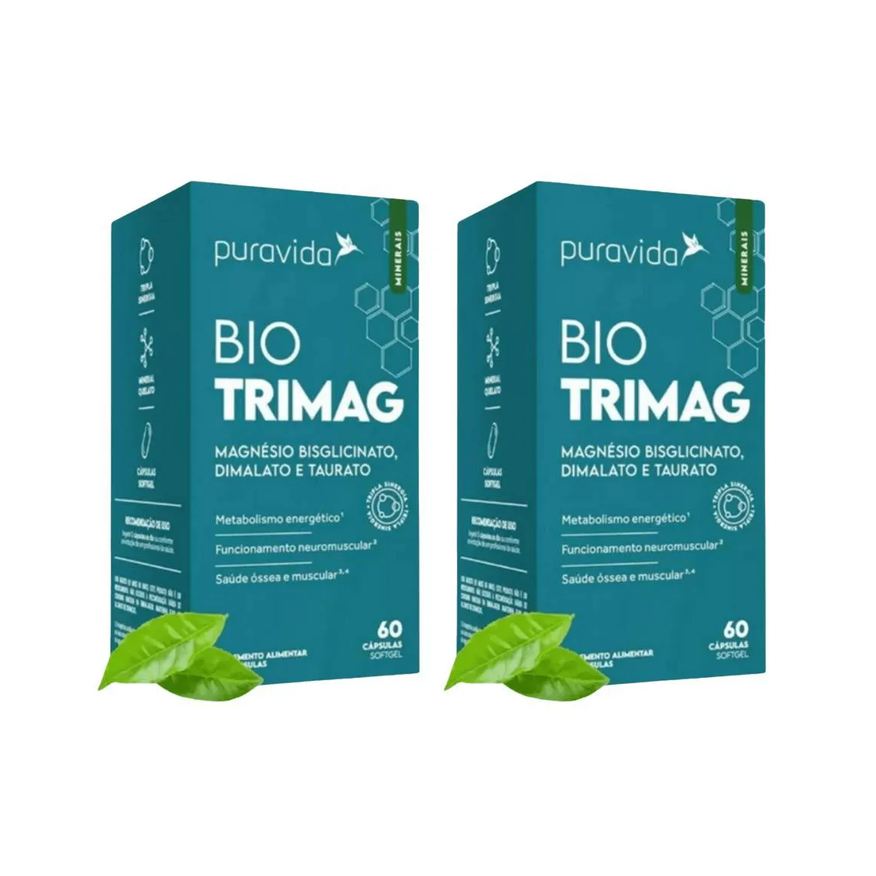 Puravida Kit 2 Suplemento Bio Trimag Mágnesio 60 Cápsulas