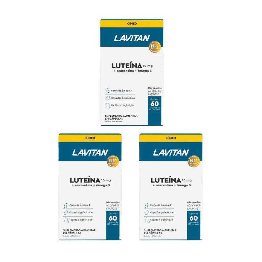 Cimed Kit 3 Lavitan Luteína 10mg Zeaxantina + Ômega 3 - 60 Cápsulas