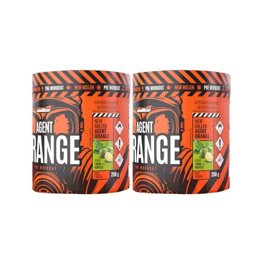 New Millen Kit 2 Agent Orange Limão com Hortelã Pré Treino Foco e Resiliência 250g