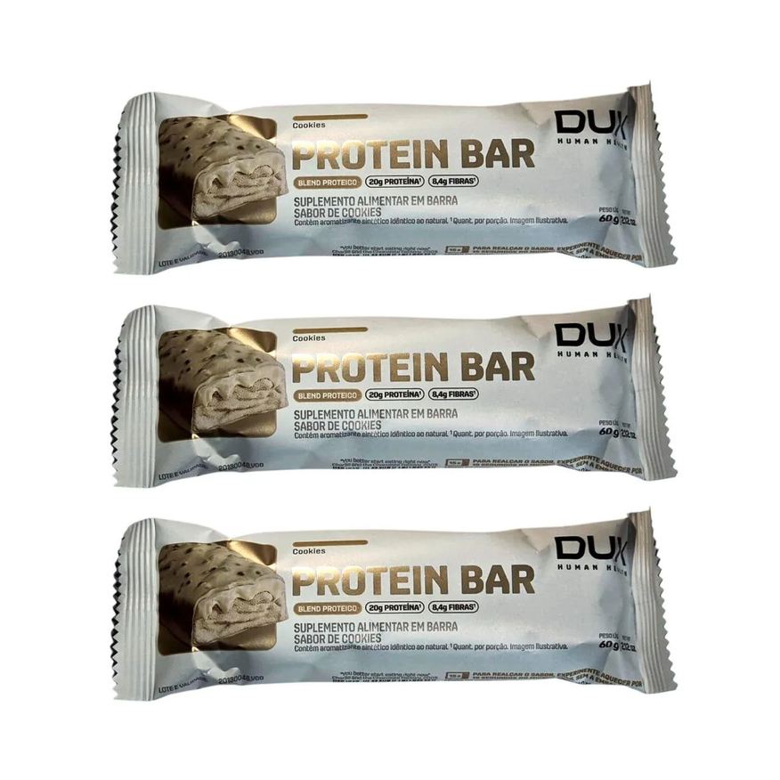 Dux Nutrition Kit 3 Barra de Proteina 20g Proteina Cookies Treino Energetico 60g Dux