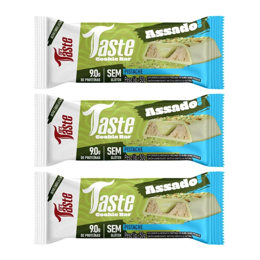 Mrs Taste Kit 3 Barra de Proteina Pistache 50g 9g de Proteina Zero Aç