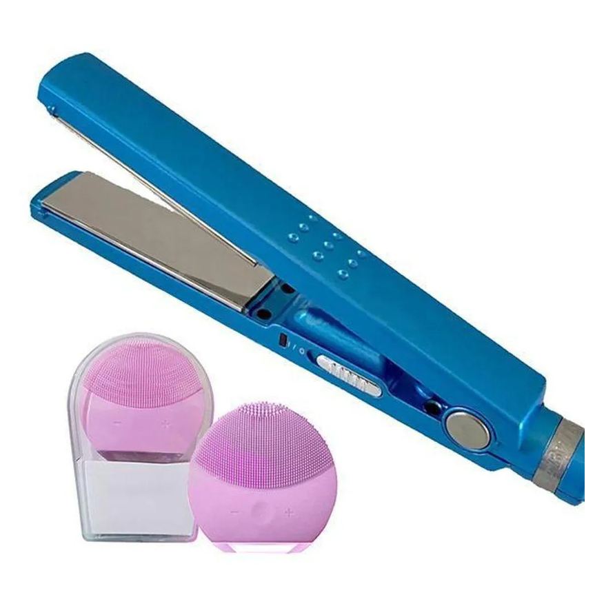 Smart Tech Kit 1 Prancha Nanotitanium + 1 Esponja Facial Rosa Bebê Nº24