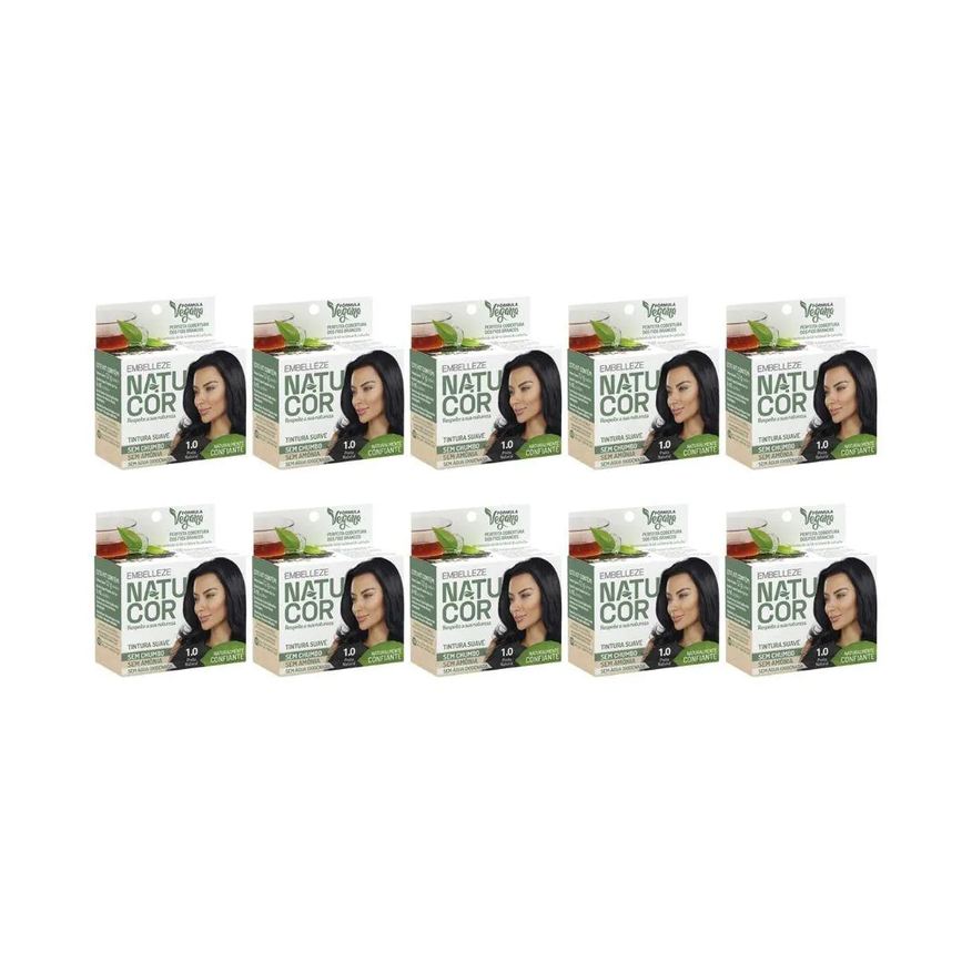 Embelleze Coloraçao Natucor 1.0 Preto Natural - Kit C/10Un