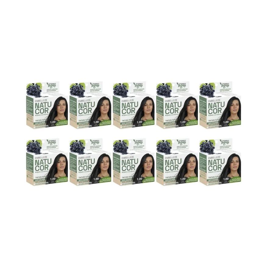 Embelleze Coloraçao Natucor 1.00 Preto Intenso - Kit C/10Un