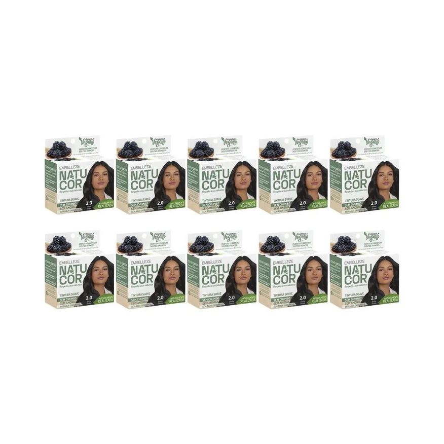 Embelleze Coloraçao Natucor 2.0 Preto Suave - Kit C/10Un