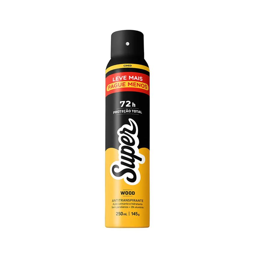 Super Desodorante Antitranspirante Aerosol Wood 250ml