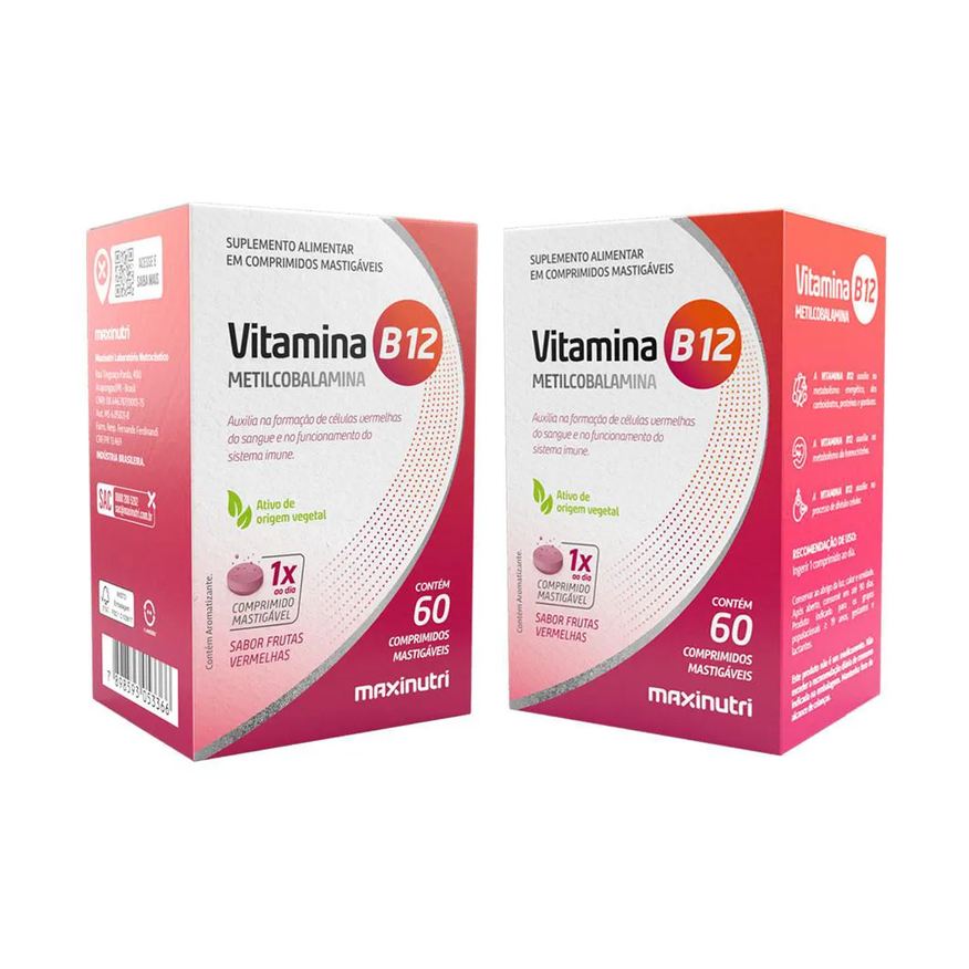 Maxinutri Kit 2 Vitamina B-12 Metilcobalamina Mastigável 60 Comprimidos