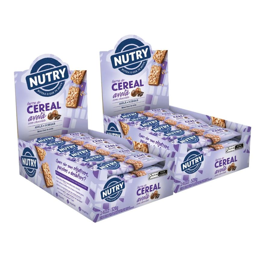 Nutry 2X Barra de Cereais Avelã com Chocolate 24 Unidades 22g