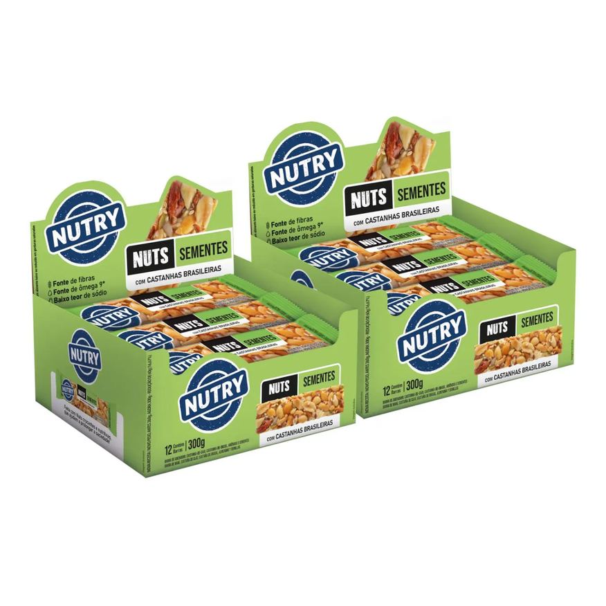 Nutry 2X Barra de Nuts Sementes 12 Unidades 25g