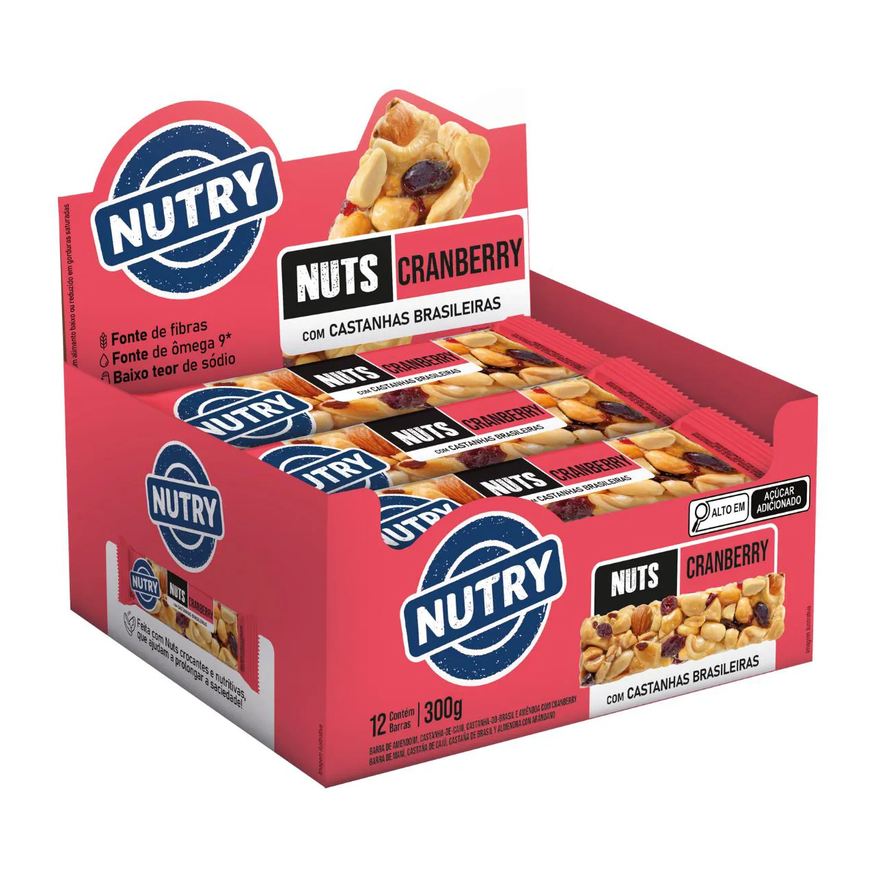 Nutry Barra de Nuts Cranberry 12 Unidades 25g