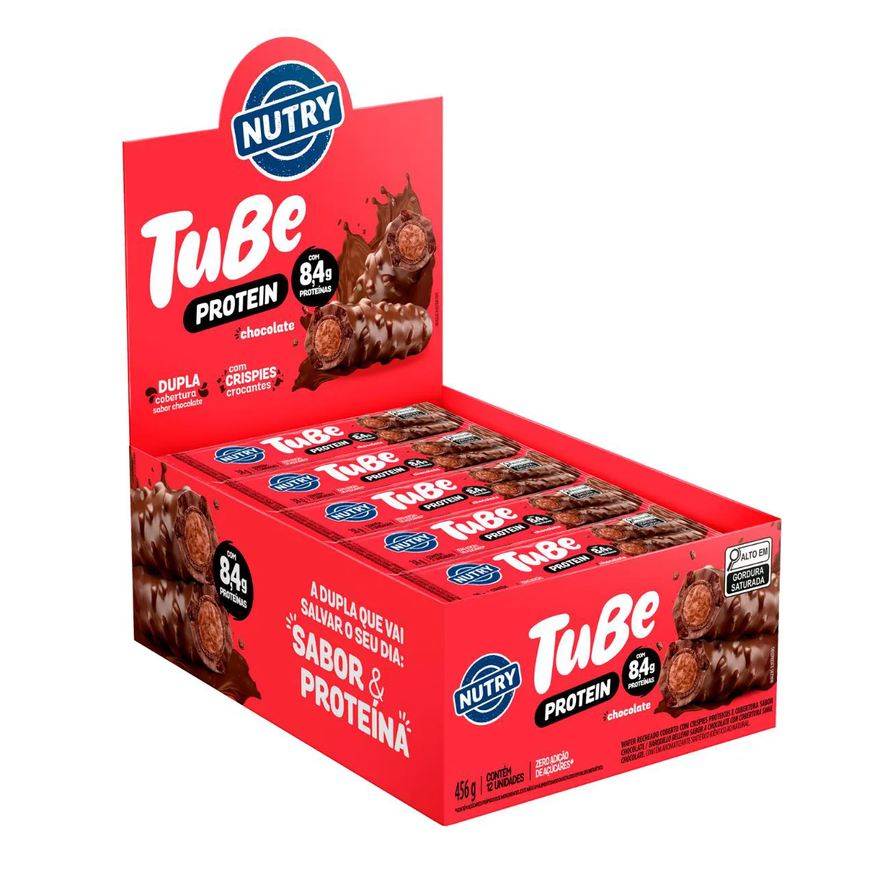 Nutry Tubo de Proteína Tube Protein Chocolate 12 Unidades 38g