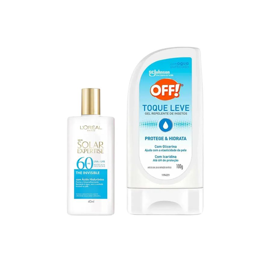 L'Oréal Paris Kit Protetor Solar Facial Solar Expertise The Invisible FPS 60 40ml + Repelente de Insetos Off! Toque Leve Gel 100g