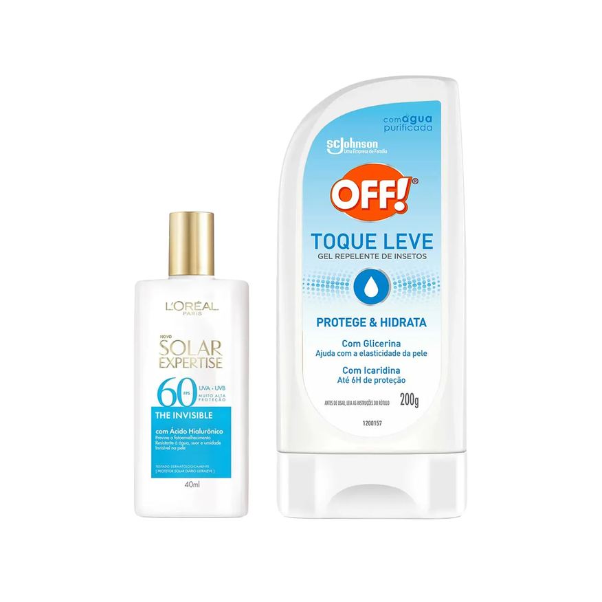 L'Oréal Paris Kit Protetor Solar Facial Expertise The Invisible FPS 60 40ml + Repelente de Insetos Off! Toque Leve Gel 200g