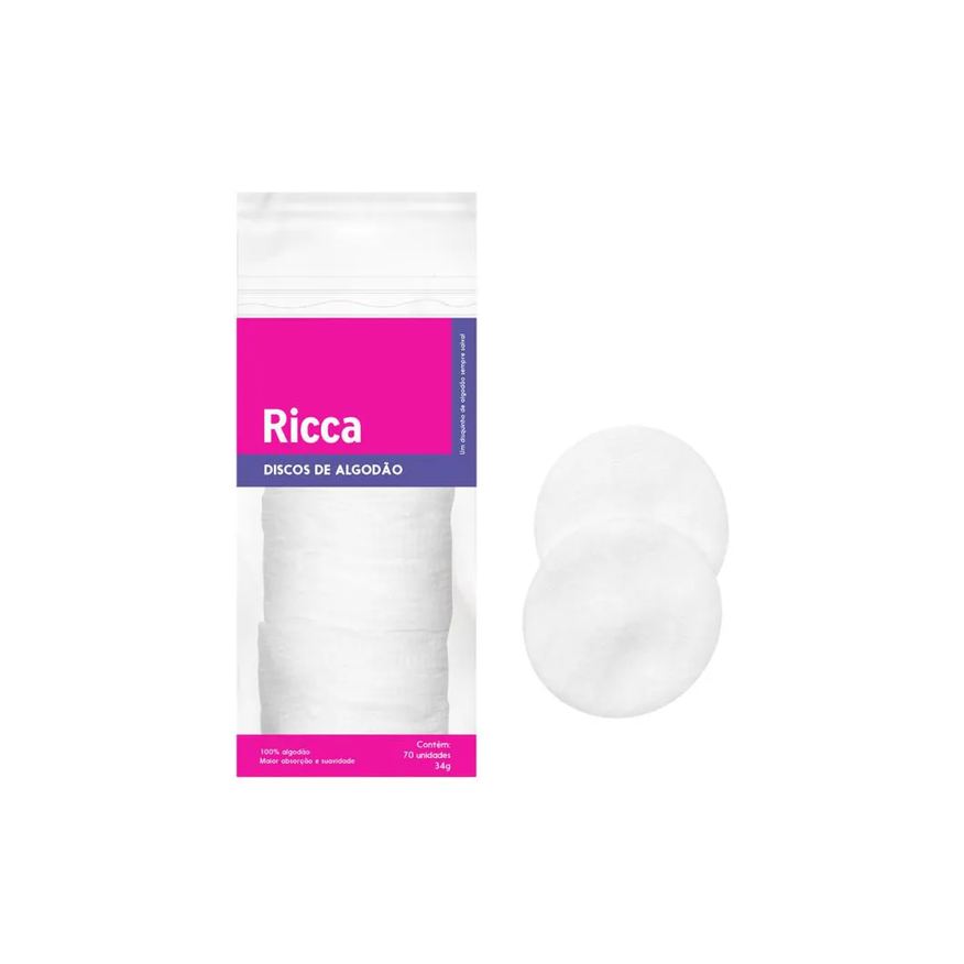 Belliz Disco de Algodão para Limpeza de Pele/Unha 50Un Ricca