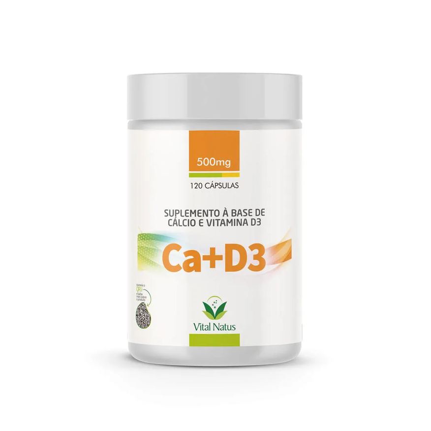 Vital Natus Calcio + Vit D3 500mg C/120 Cápsulas