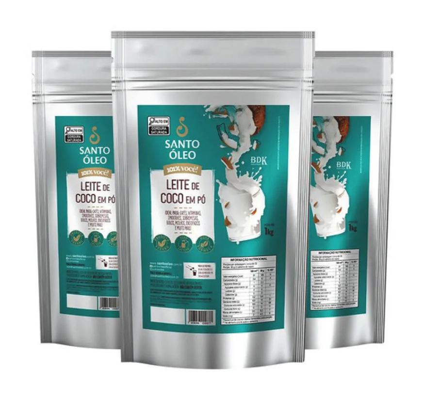 Santo Óleo Kit 3 Leite de Coco em Po 1kg - Santo Oleo