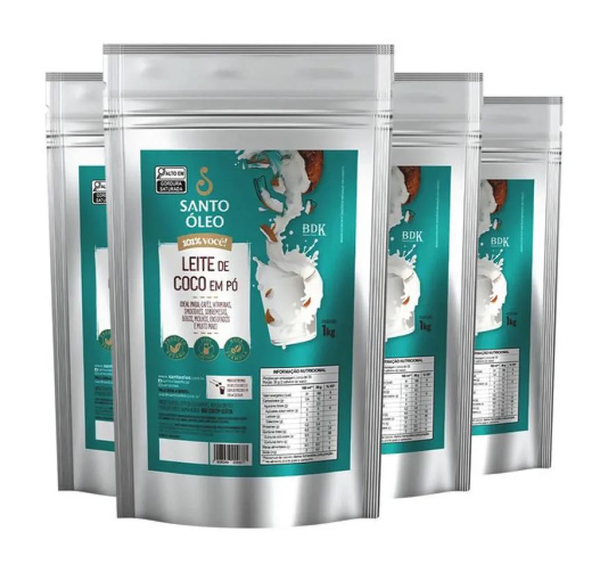 Santo Óleo Kit 4 Leite de Coco em Po 1kg - Santo Oleo